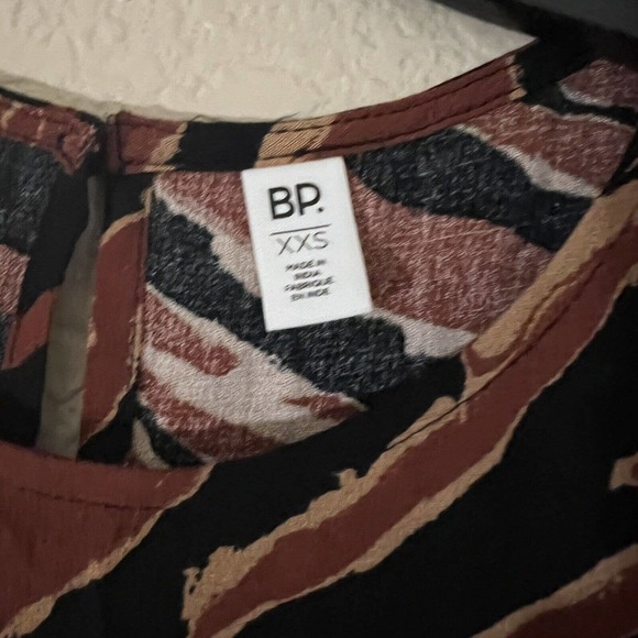 BP Nordstrom NWT Long Slv Fit Flare A Line Dress Brown Print Casual Sz 2XS XXS - Picture 5 of 6